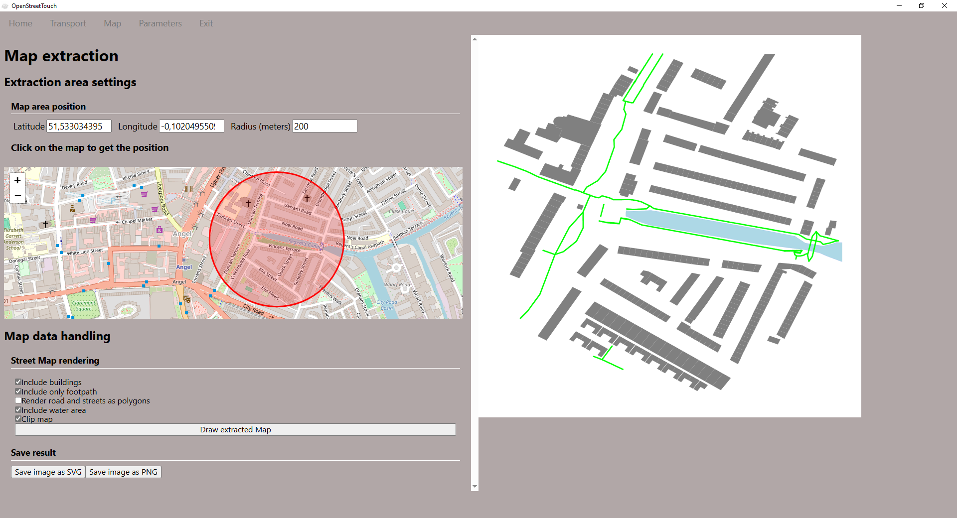 Render including buildings and pedestrian roads only in polygon mode for roads/paths