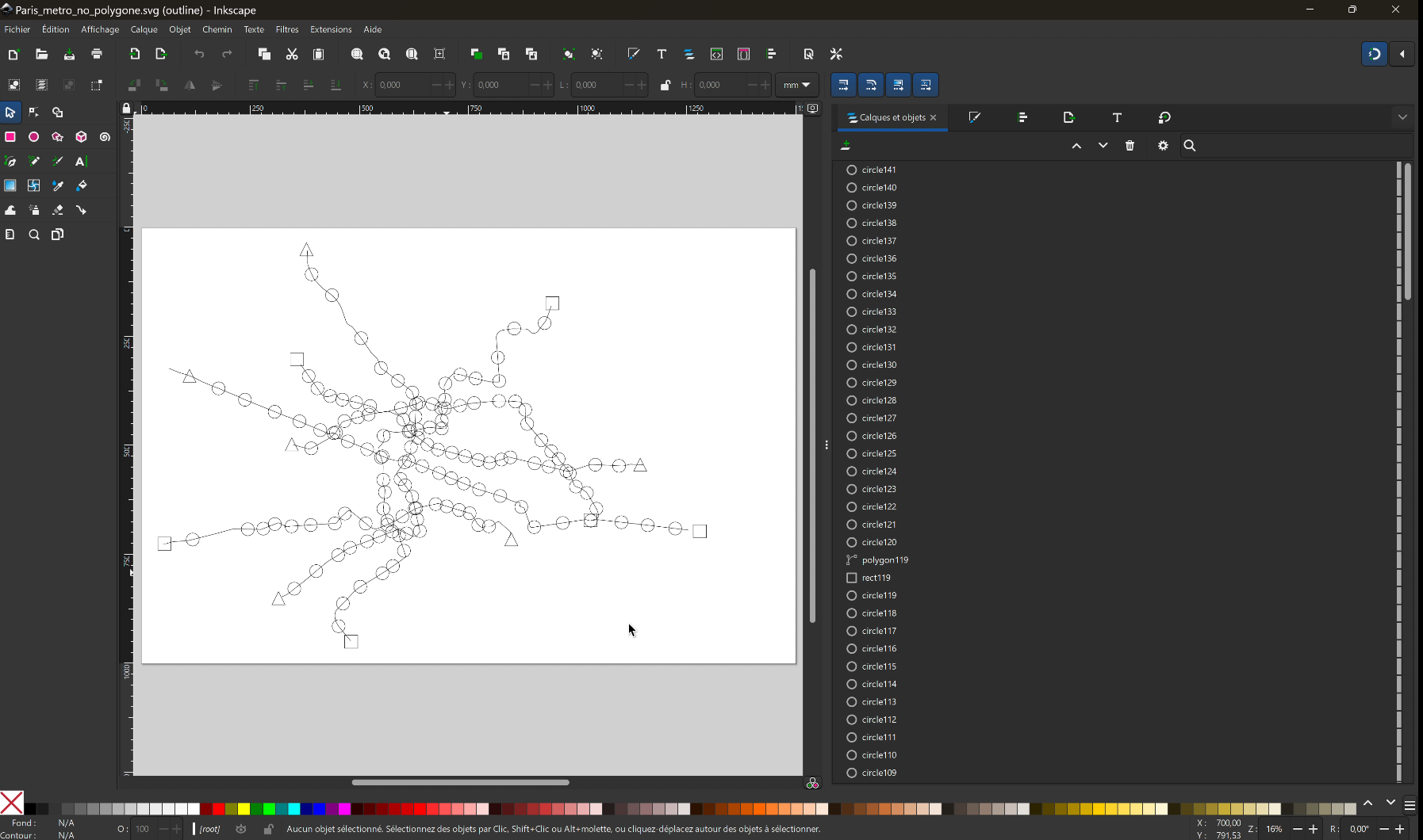 visualisation dans le logiciel Inkscape des lignes de transport en mode normal