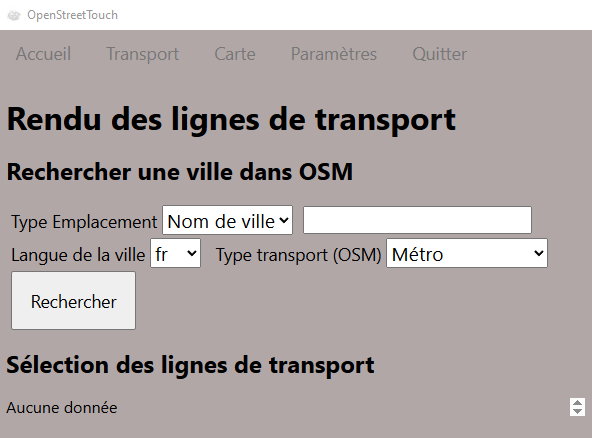 Interface des paramètres de l'extraction